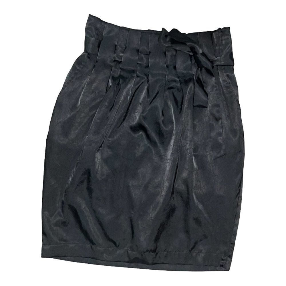 Go INTERNATIONAL SATIN PLEATED PAPERBAG WAIST PENCIL SKIRT BLACK‎ SIZE 1
